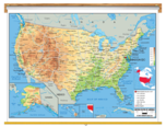 Advanced Physical USA Wall Map Classroom Pull Down